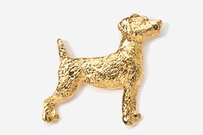 A gold dog is standing up in the air.