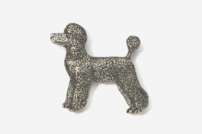 A silver poodle pin is shown here.