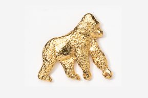 A gold gorilla pin is shown.