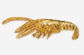 A close up of the claws on a gold lobster.