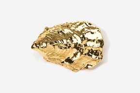 A gold nugget is shown on the white background.