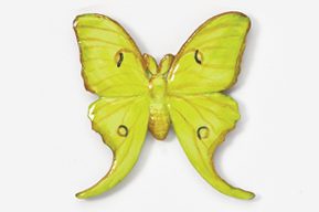 A yellow butterfly with two eyes and three wings.