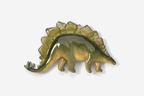 A green stegosaurus dinosaur is shown in this image.