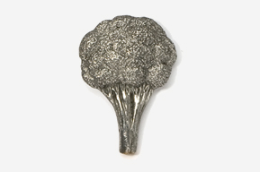 A silver object with a picture of broccoli.