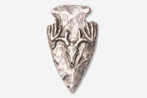 A silver arrowhead with a bird on it's head.