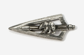 A metal arrow with an animal on it.