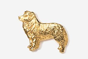 A gold colored dog pin is shown.