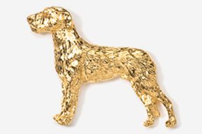 A gold dog is standing on the ground.