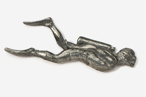 A metal sculpture of a person laying on its back