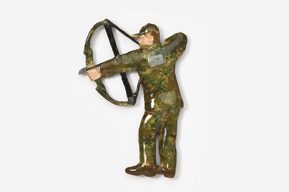 A toy soldier holding a bow and arrow.