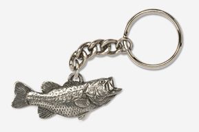 A silver fish keychain with chain attached to it.