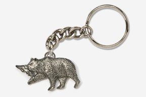 A bear keychain with a chain attached to it.