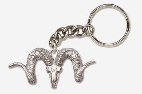 A keychain with an animal head and horns.