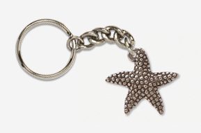 A silver key chain with a star fish charm.