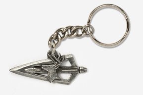 A keychain with an arrow and chain on it.