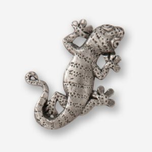 A silver lizard is shown on the white background.