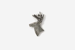 A silver deer head with antlers on top of it.