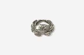 A silver crab ring is shown on a white background.