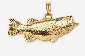 Largemouth Bass Pendant in Solid Gold, One-sided