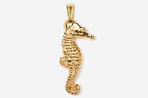 A gold seahorse is shown in this picture.