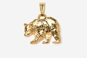 A gold bear pendant is shown.