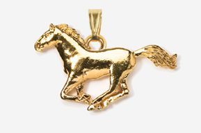 A gold horse is running in the wind.