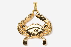 A gold crab pendant is shown in this picture.