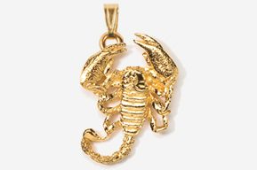 A gold scorpion pendant is shown.