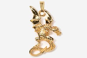 A gold dragon pendant is shown.