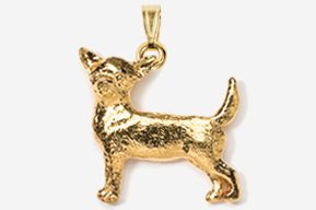 A gold plated chihuahua dog pendant.