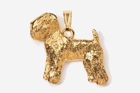 A gold plated dog pendant is shown.