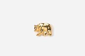 A gold bear is sitting on top of the ground.