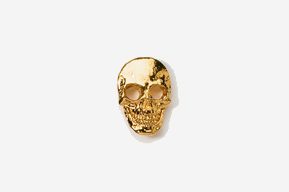 A gold skull is shown in this picture.