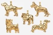 24K Gold Plated Dog Breed Pendants