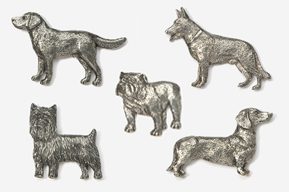 Antiqued Pewter Dog Breeds Pins